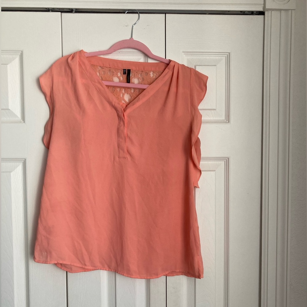 Coral lace blouse